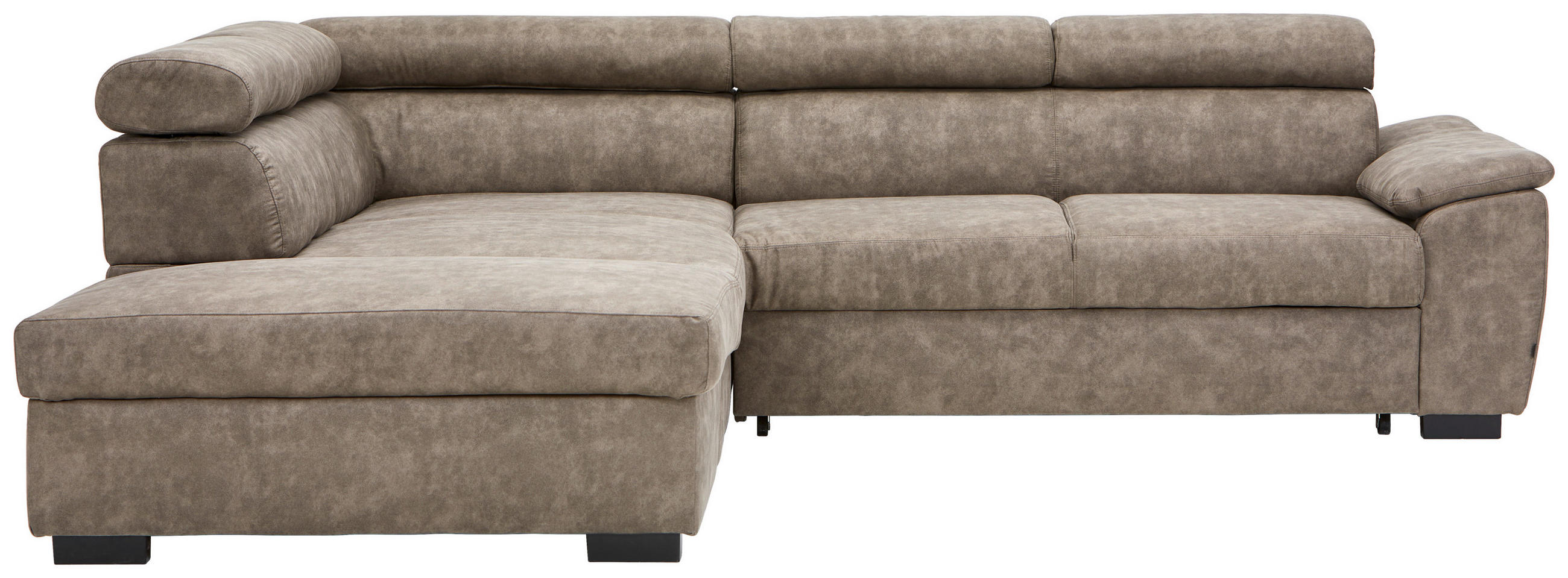 ECKSOFA Taupe Lederlook  - Taupe/Schwarz, Design, Kunststoff/Textil (230/263cm) - Hom`in