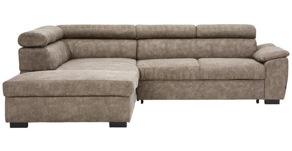 ECKSOFA Taupe Lederlook  - Taupe/Schwarz, Design, Kunststoff/Textil (230/263cm) - Hom`in