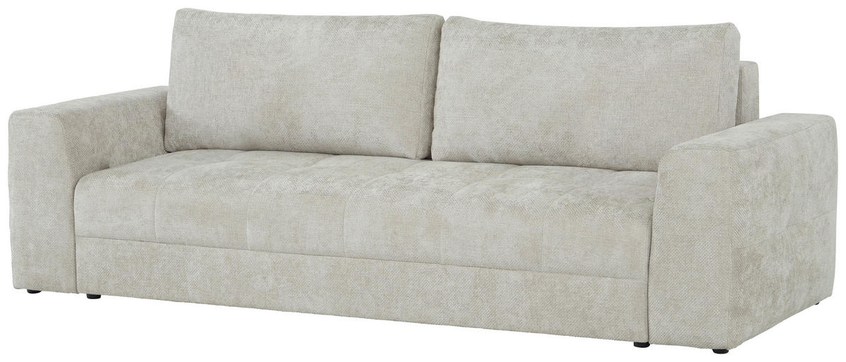 SCHLAFSOFA Struktur Creme  inkl. Zierkissen, Bettkasten, Schlaffunktion, Rücken echt, Rückenkissen  - Creme/Schwarz, KONVENTIONELL, Kunststoff/Textil (253/87/102cm) - Xora