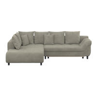 ECKSOFA MENDOZA NEW Sandfarben Chenille, Struktur Zierkissen, Rückenkissen, Bettkasten  - Sandfarben/Schwarz, KONVENTIONELL, Textil (197/309cm) - MID.YOU