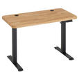 SCHREIBTISCH 120/60/76-119 cm Eichefarben elektrisch höhenverstellbar  - Eichefarben/Schwarz, MODERN, Holz/Metall (120/60/76-119cm) - Linea Natura