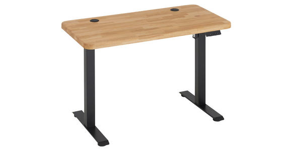 SCHREIBTISCH 120/60/76-119 cm Eichefarben elektrisch höhenverstellbar  - Eichefarben/Schwarz, MODERN, Holz/Metall (120/60/76-119cm) - Linea Natura