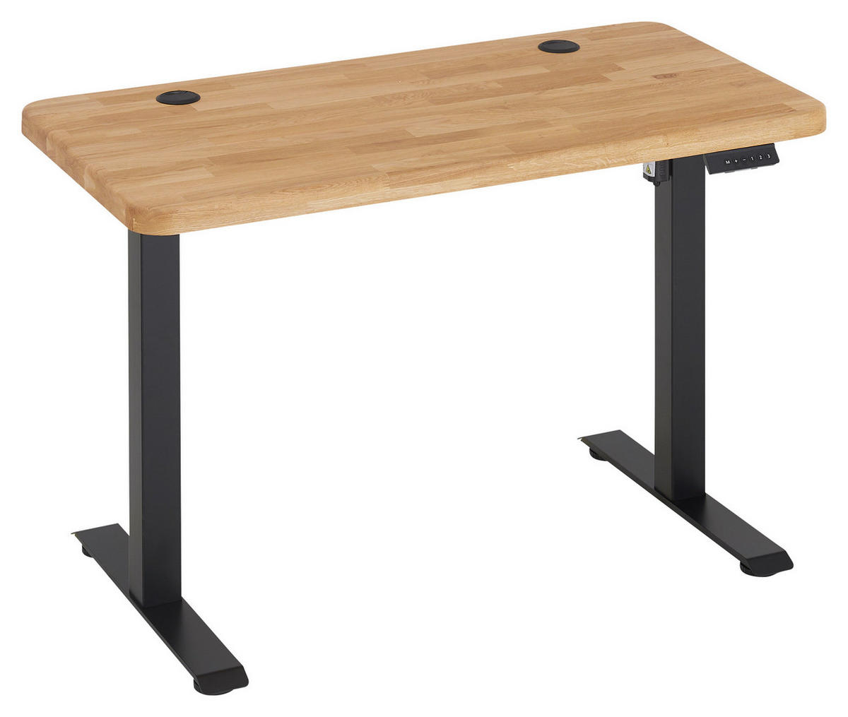 SCHREIBTISCH 120/60/76-119 cm Eichefarben elektrisch höhenverstellbar  - Eichefarben/Schwarz, MODERN, Holz/Metall (120/60/76-119cm) - Linea Natura