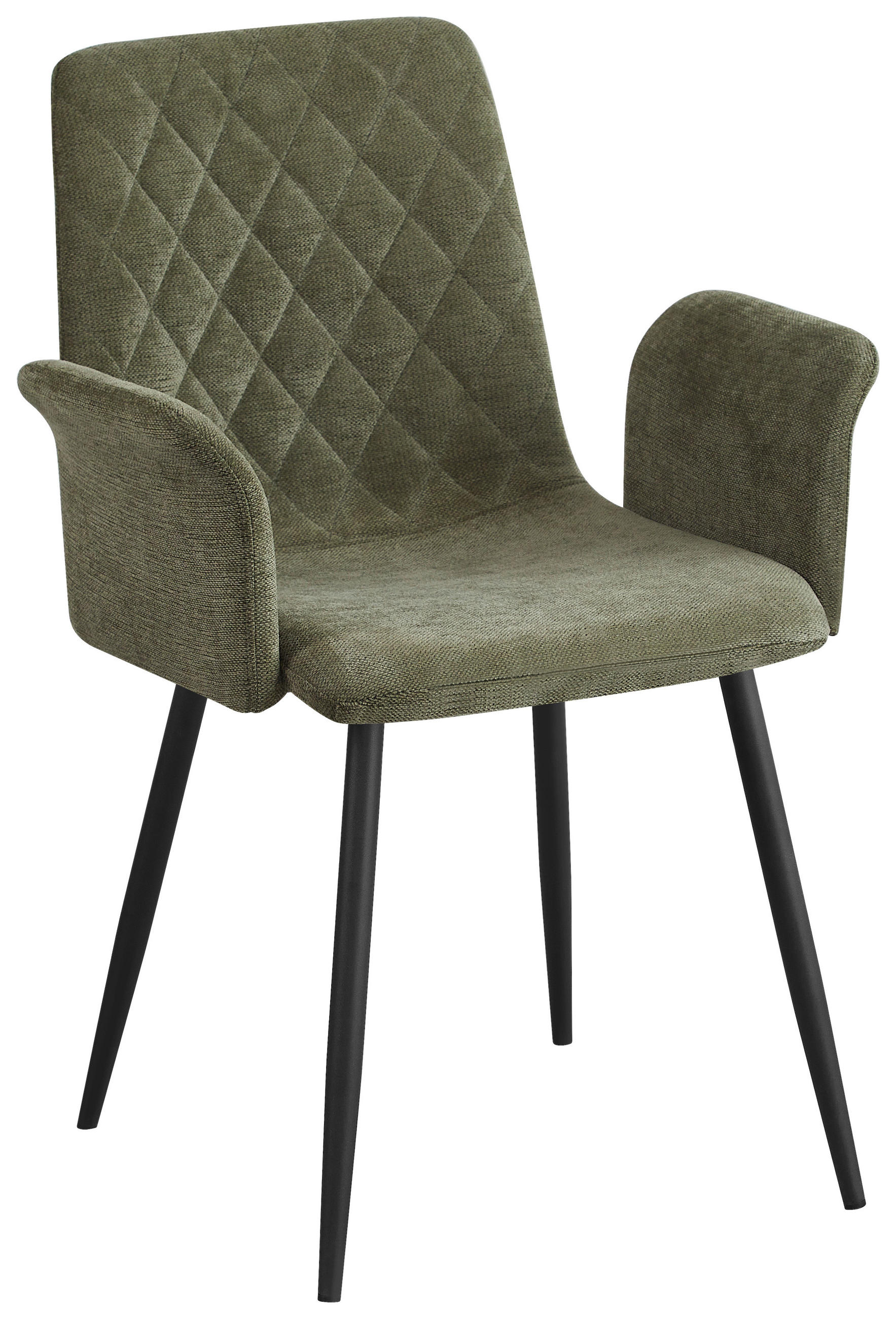 ARMLEHNSTUHL   Webstoff  - Schwarz/Olivgrün, Design, Textil/Metall (61/87/55cm) - Ti'me