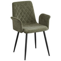 ARMLEHNSTUHL   Webstoff  - Schwarz/Olivgrün, Design, Textil/Metall (61/87/55cm) - Ti'me