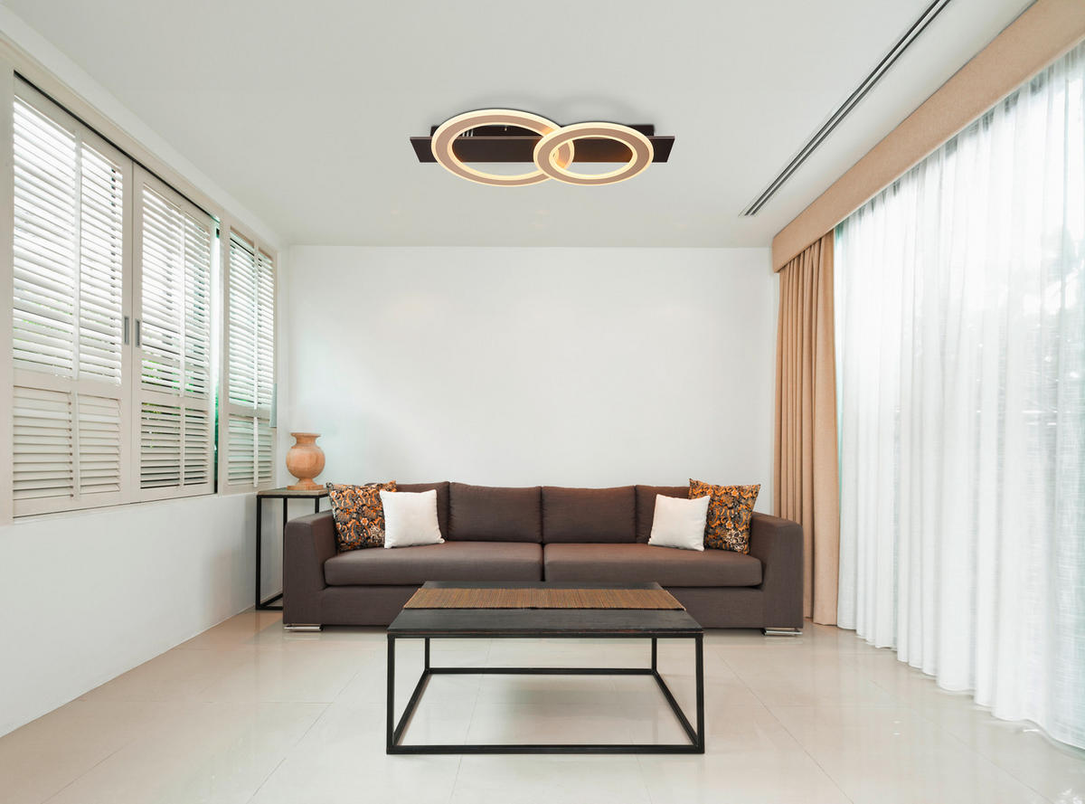 LED-DECKENLEUCHTE    63/35/7 cm  - Champagner/Dunkelbraun, Design, Holzwerkstoff/Kunststoff (63/35/7cm) - Globo
