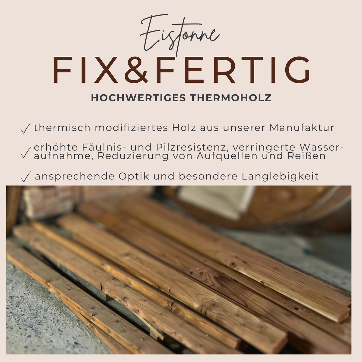 BADEFASS Eistonne 105/102 cm  - Blaugrau, KONVENTIONELL, Holz/Kunststoff (105/102cm)
