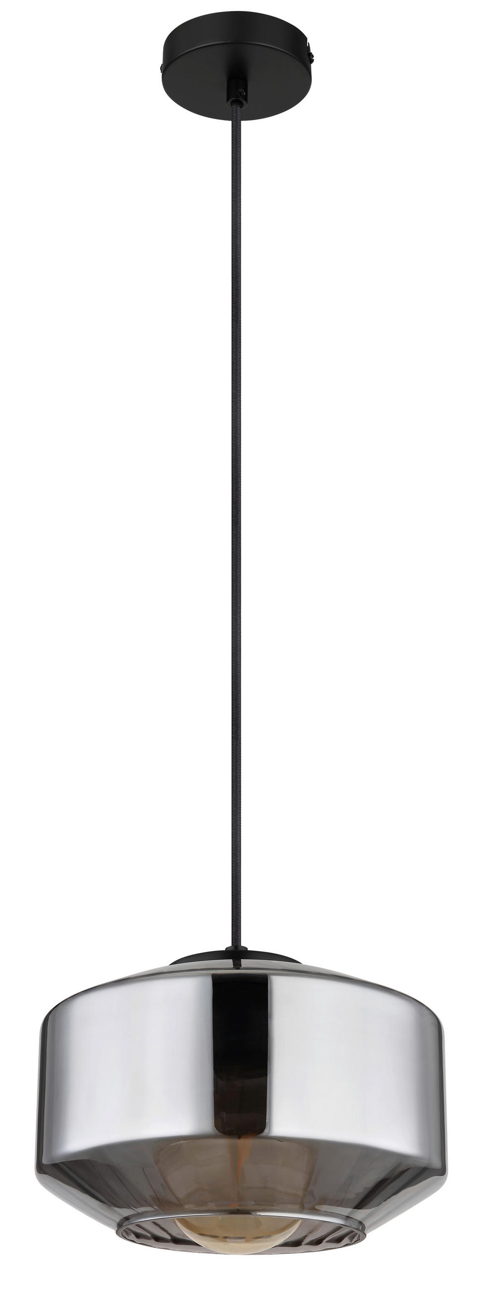 HÄNGELEUCHTE 24/120 cm    - Schwarz, Design, Glas/Metall (24/120cm) - Globo