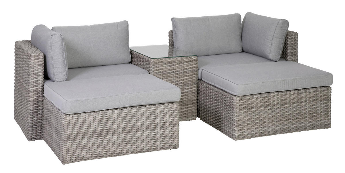 LOUNGEGARNITUR   93/65/71 cm Stahl  - Grau, Basics, Glas/Textil (93/65/71cm) - Gardenson