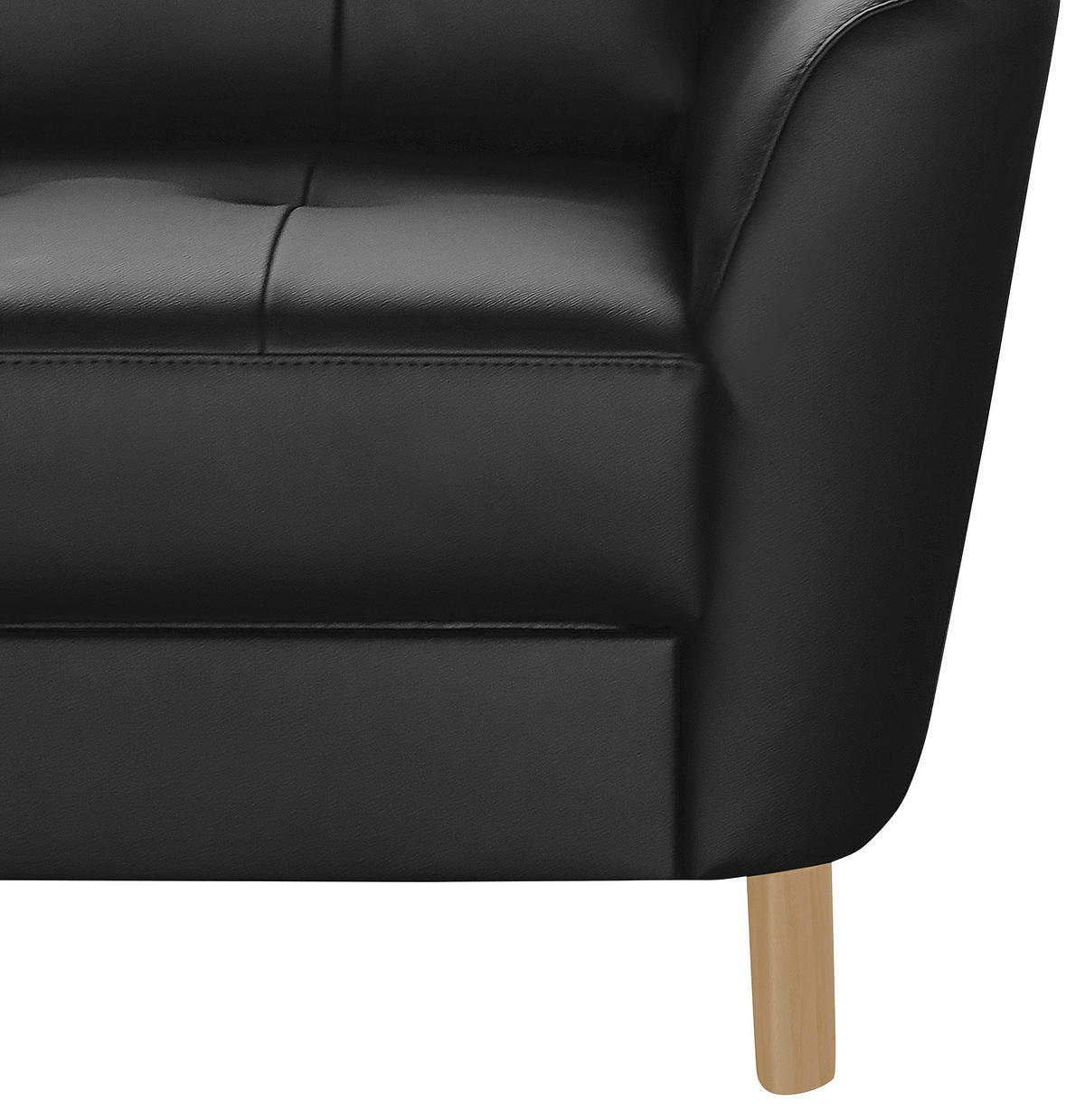 ECKSOFA Schwarz Echtleder Lederlook  - Buchefarben/Schwarz, Design, Leder/Holz (190/236cm) - Livetastic