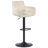 BARHOCKER Cord Schwarz, Beige Eisen Sitzfläche 360° drehbar, inklusive Armlehnen  - Beige/Schwarz, MODERN, Textil/Metall (55/91.5-113/52cm) - Livetastic