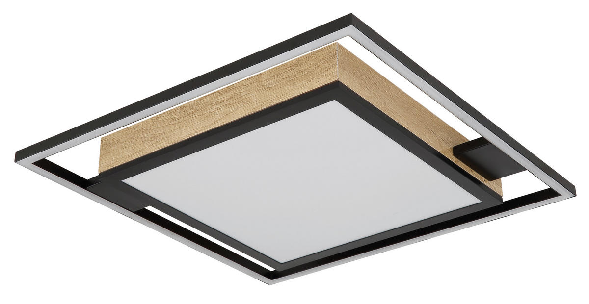 LED-DECKENLEUCHTE 40 W    40/40/6 cm  - Dunkelbraun/Opal, Design, Holzwerkstoff/Kunststoff (40/40/6cm) - Globo