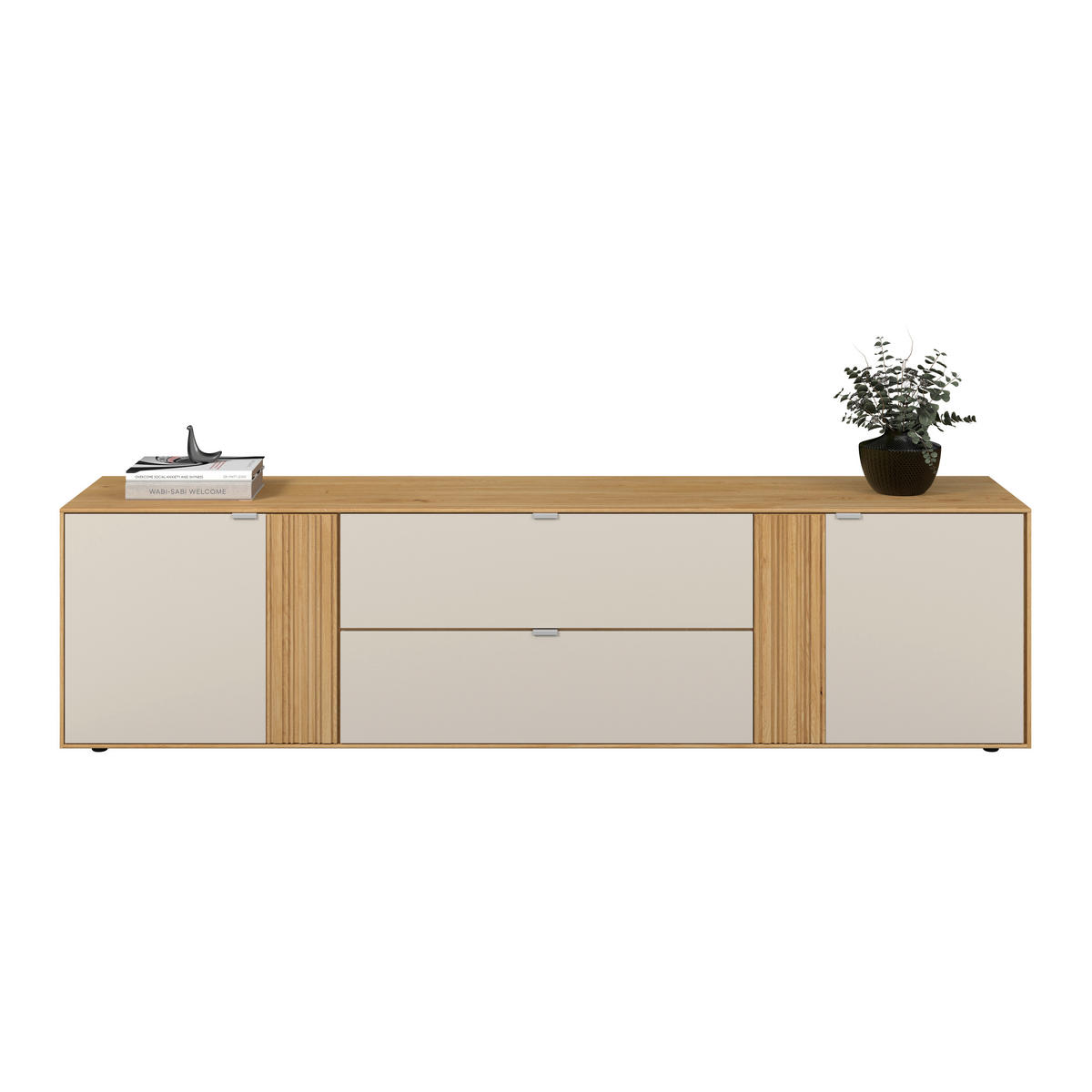 WOHNWAND  Kaschmir, Wildeiche 306,3/203,5/45,2 cm    - Kaschmir/Wildeiche, Design, Glas/Holz (306,3/203,5/45,2cm) - Dieter Knoll