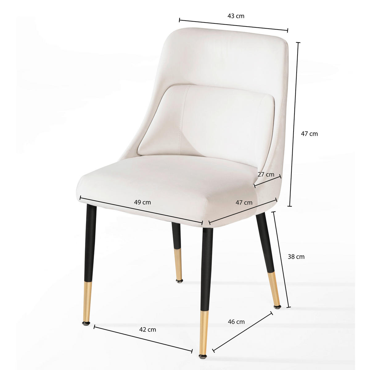 STUHL Samt Beige  - Beige/Goldfarben, Design, Textil/Metall (49/85/56cm) - Livetastic