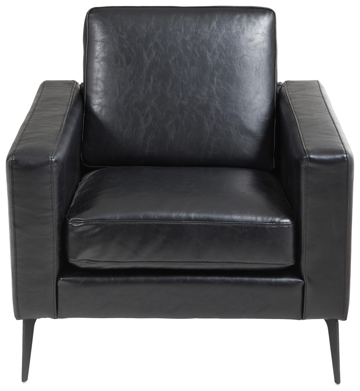 SESSEL in Lederlook Schwarz  - Schwarz, Design, Textil/Metall (81/79/79cm) - Livetastic