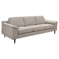 3-SITS SOFFA i svart, greige  - greige/cognacfärgad, Basics, metall/trä (241/85/92cm) - Pure Home Comfort