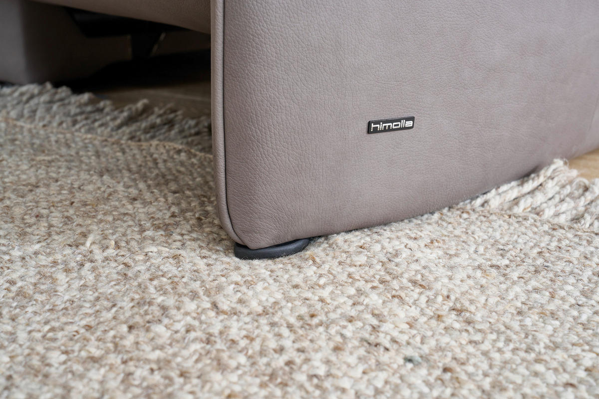 TRAPEZSOFA Echtleder Graubraun Ablage, Relaxfunktion, Kopfteilverstellung  - Anthrazit/Graubraun, Design, Leder/Metall (212/107/104cm) - Himolla Komfortklass