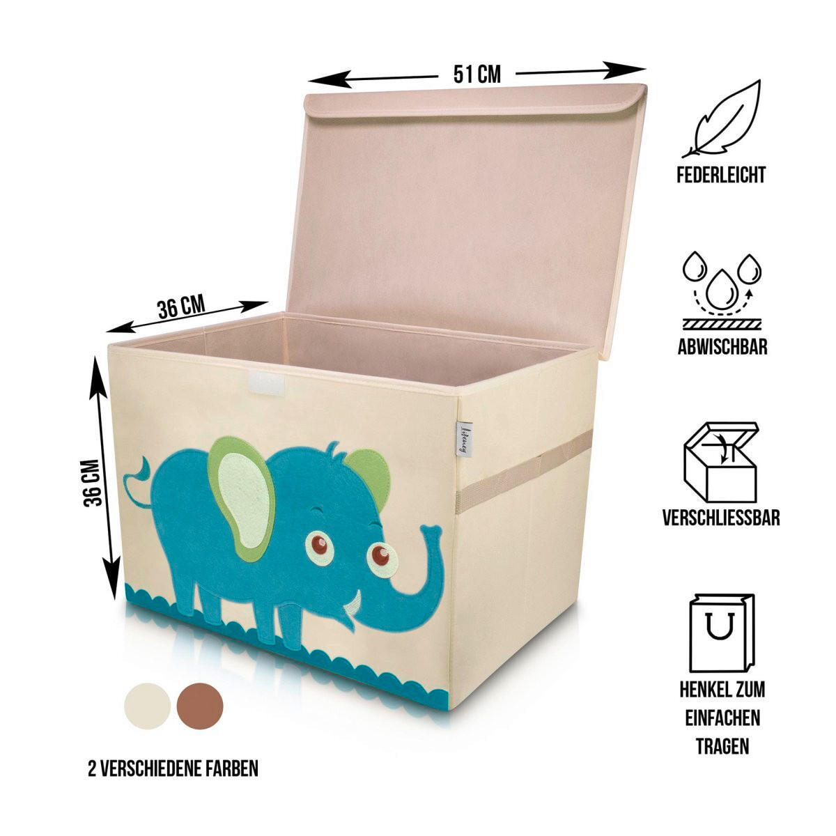 AUFBEWAHRUNGSBOX  - Türkis/Naturfarben, Basics, Kunststoff/Textil (36/36/51cm) - Lifeney
