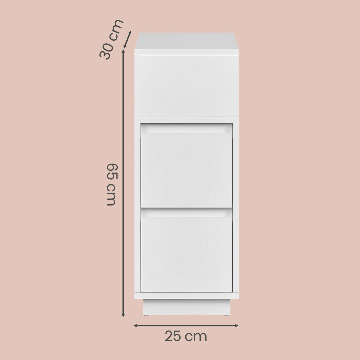 NACHTKÄSTCHEN 25/65/30 cm  in Weiß  - Weiß, KONVENTIONELL, Holzwerkstoff (25/65/30cm) - Boxxx