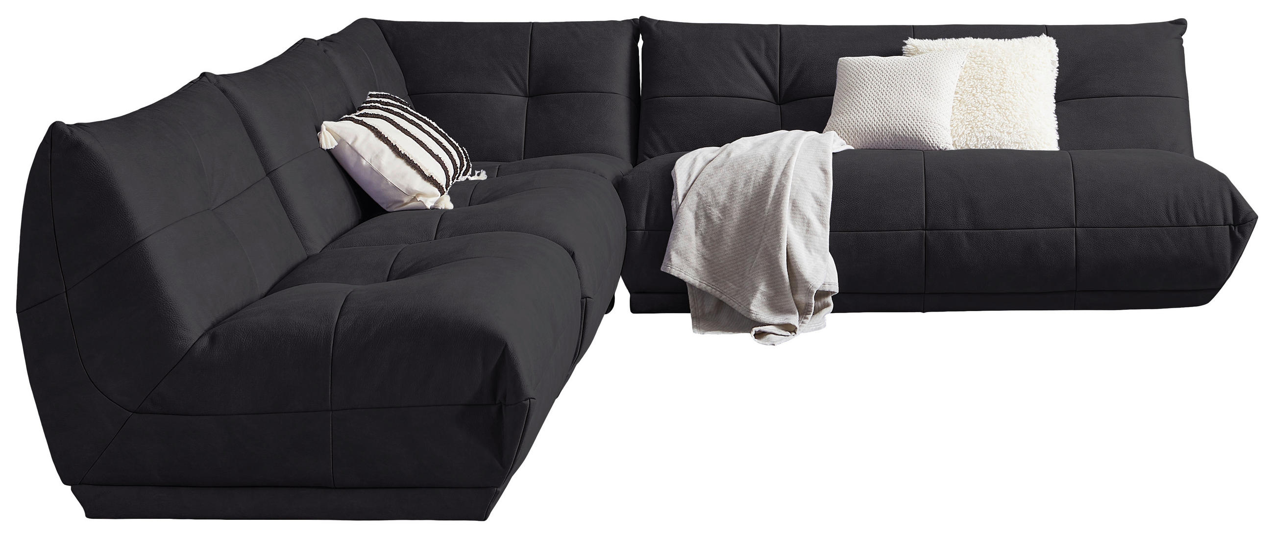 ECKSOFA in Lederlook Schwarz  - Schwarz, Trend, Textil (315/285cm) - Livetastic