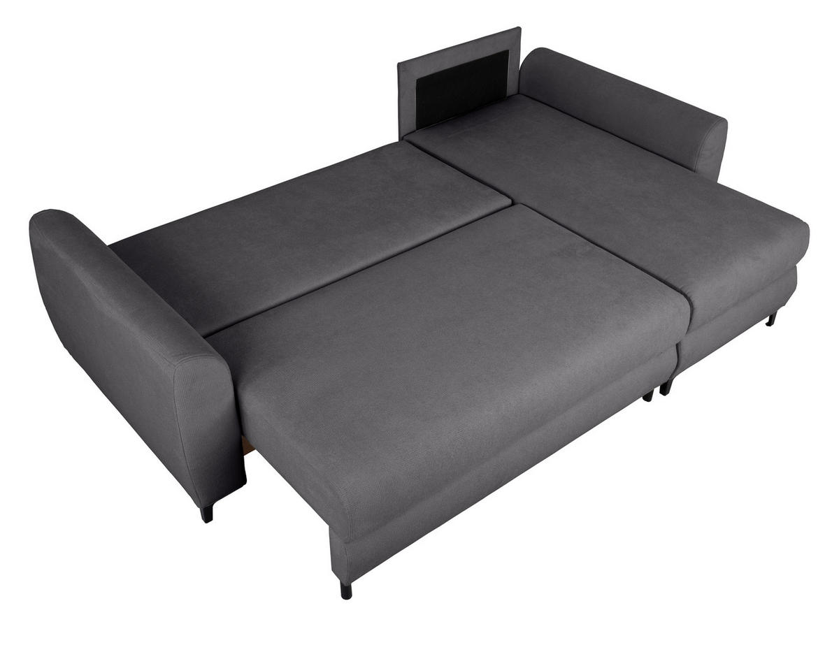 ECKSOFA Moli Dunkelgrau Mikrofaser  - Dunkelgrau/Schwarz, Design, Textil/Metall (236/148cm) - MID.YOU