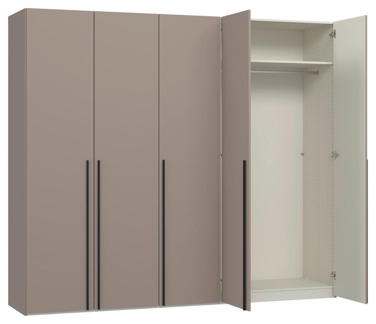 DREHTÜRENSCHRANK 253/220/59 cm,  in Hellbraun, 5-türig  - Hellbraun/Schwarz, Design, Holzwerkstoff/Metall (253/220/59cm) - Jutzler