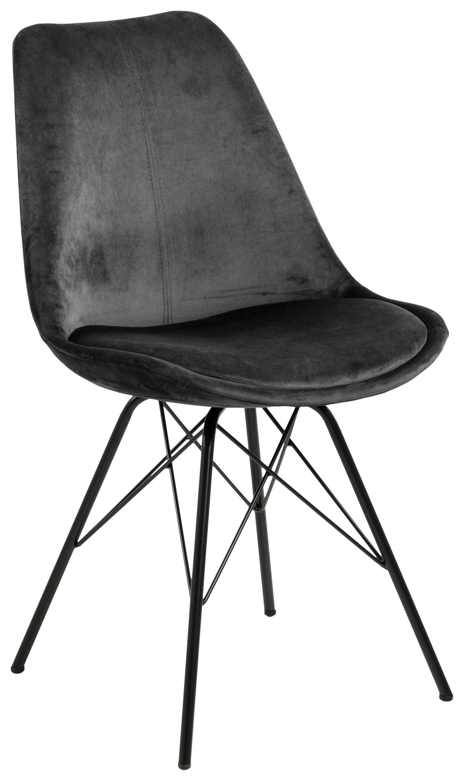 STUHL Samt Dunkelgrau  - Dunkelgrau/Schwarz, Trend, Textil/Metall (48,5/85,5/54cm) - Carryhome