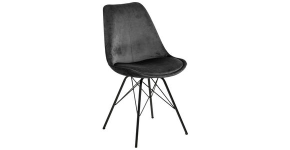 STUHL  in Samt Metall, Textil  - Dunkelgrau/Schwarz, Trend, Textil/Metall (48,5/85,5/54cm) - Carryhome