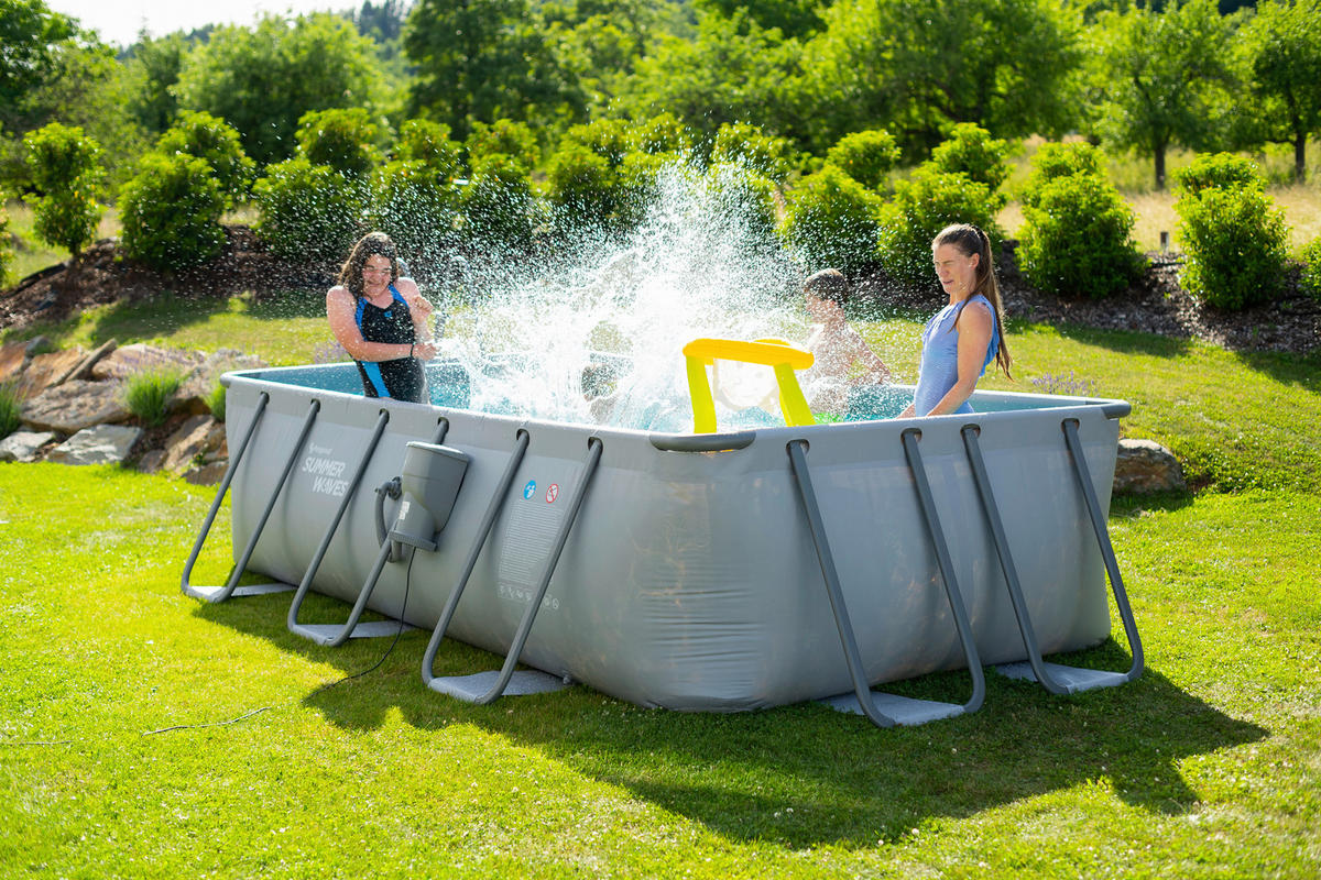 POOL-SET PGP4130739E-AN 200/100/400 cm  - Anthrazit, KONVENTIONELL, Kunststoff/Metall (200/100/400cm) - Ambia Garden
