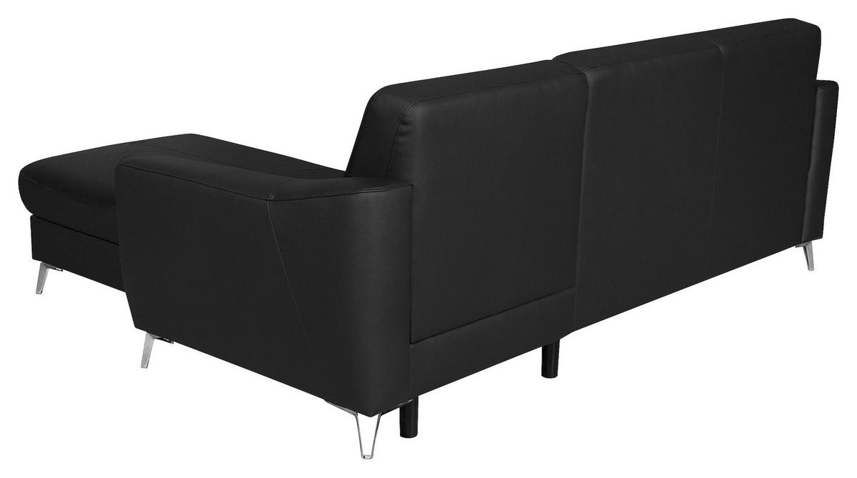 ECKSOFA in Lederlook Echtleder Schwarz  - Chromfarben/Schwarz, Design, Leder/Textil (241/168cm) - Livetastic