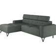 ECKSOFA Waldgrün Chenille  - Waldgrün/Schwarz, KONVENTIONELL, Textil/Metall (178/264cm) - Hom`in