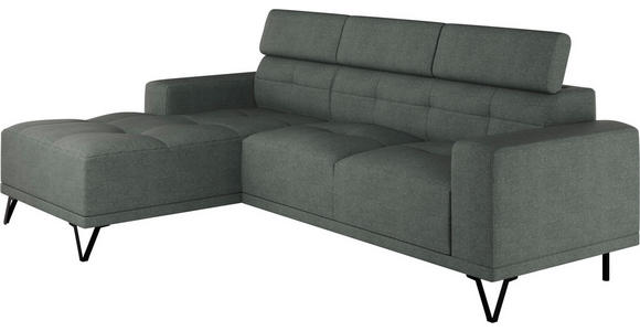 ECKSOFA Waldgrün Chenille - Waldgrün/Schwarz, KONVENTIONELL, Textil/Metall (178/264cm) - Hom`in
