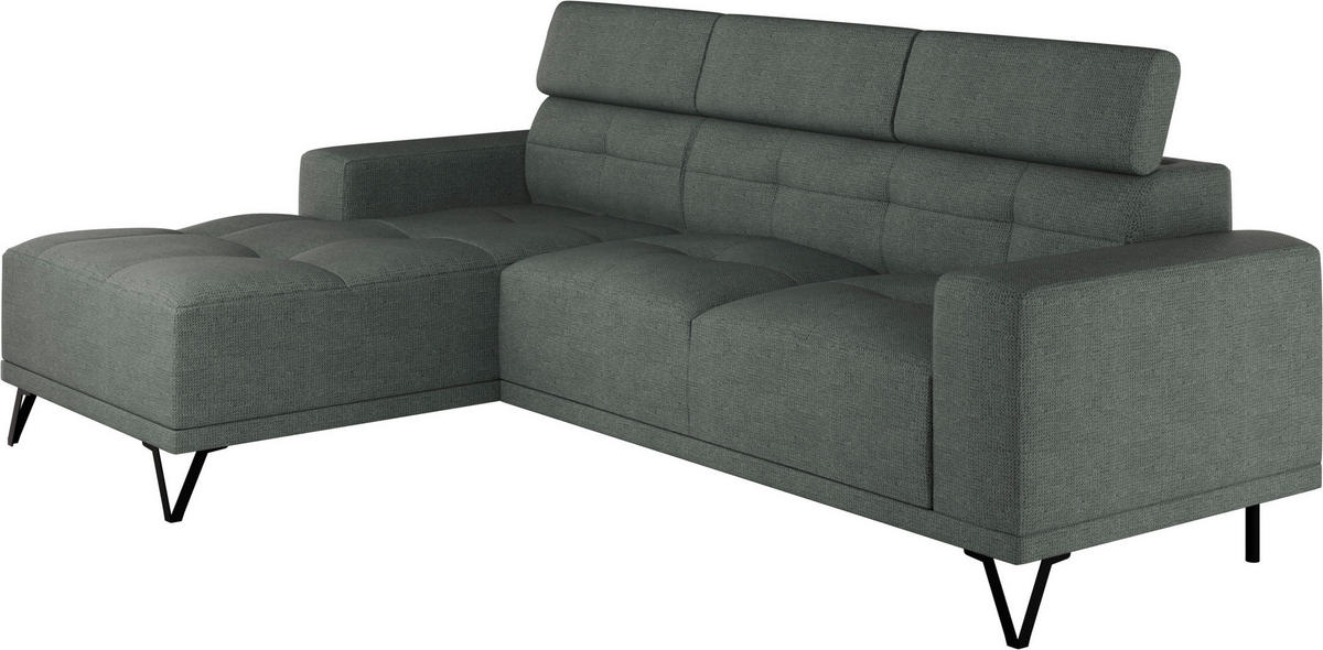 ECKSOFA in Chenille Waldgrün  - Waldgrün/Schwarz, Konventionell, Textil/Metall (178/264cm) - Hom`in