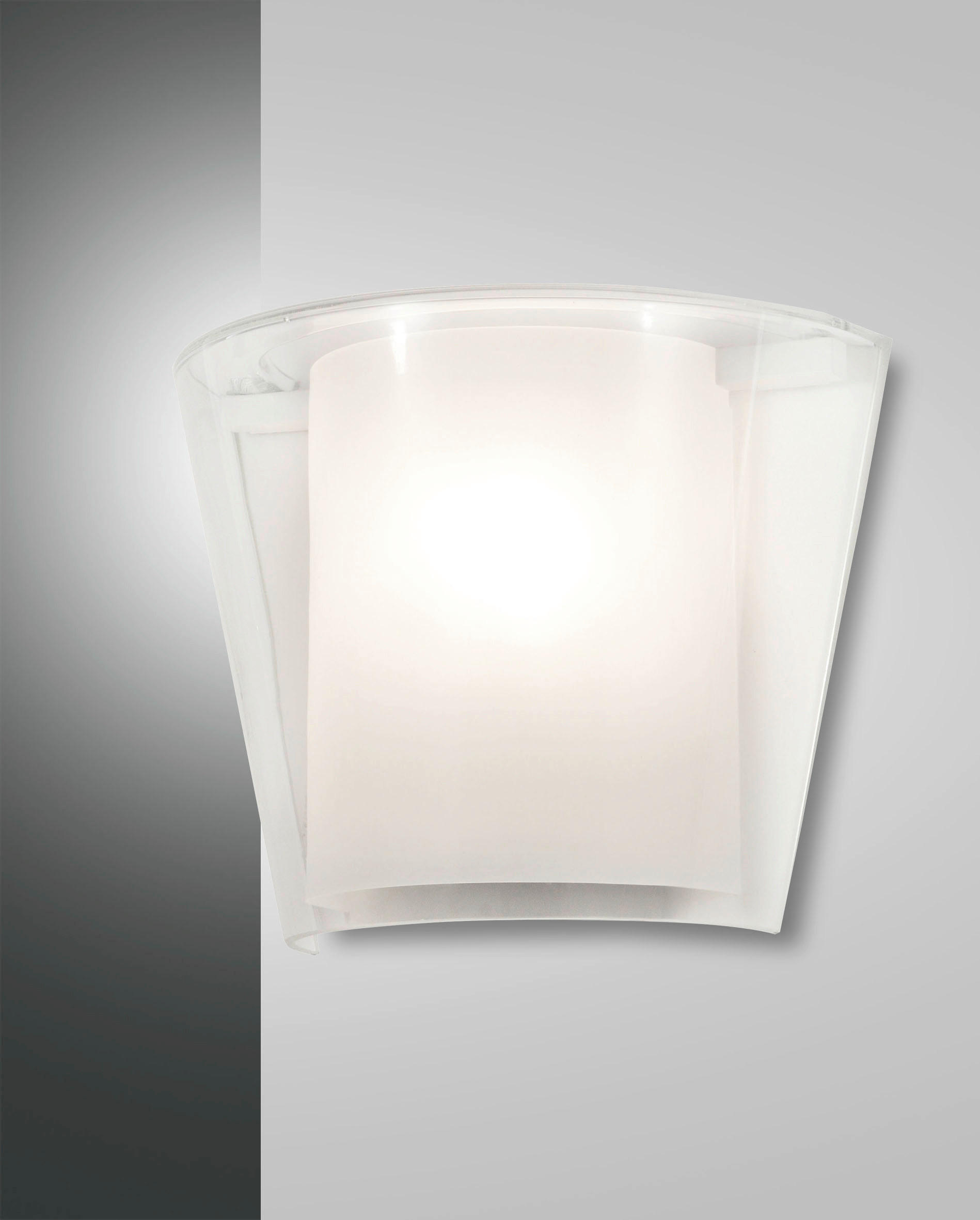WANDLEUCHTE VIKI 28,5/14,5/23,5 cm   - Transparent/Weiß, Design, Glas/Kunststoff (28,5/14,5/23,5cm) - Fabas Luce