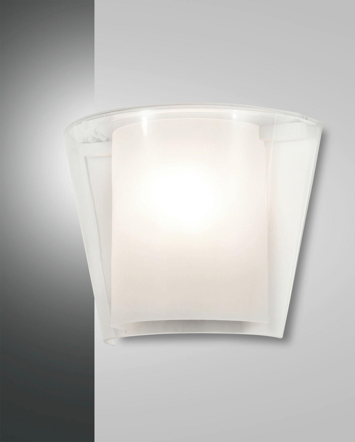 WANDLEUCHTE VIKI 28,5/14,5/23,5 cm   - Transparent/Weiß, Design, Glas/Kunststoff (28,5/14,5/23,5cm) - Fabas Luce