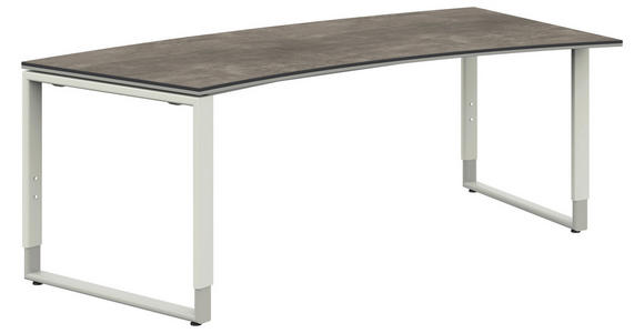 SCHREIBTISCH 200/80-100/68-82 cm Graphitfarben, Weiß höhenverstellbar, in verschiedenen Holz-Dekoren erhältlich  - Graphitfarben/Weiß, Design, Holzwerkstoff/Metall (200/80-100/68-82cm) - Moderano