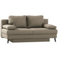 SCHLAFSOFA  in Flachgewebe Cappuccino  - Schwarz/Cappuccino, MODERN, Textil/Metall (194/91/90cm) - Novel