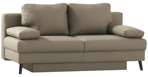 SCHLAFSOFA  in Flachgewebe Cappuccino  - Schwarz/Cappuccino, MODERN, Textil/Metall (194/91/90cm) - Novel
