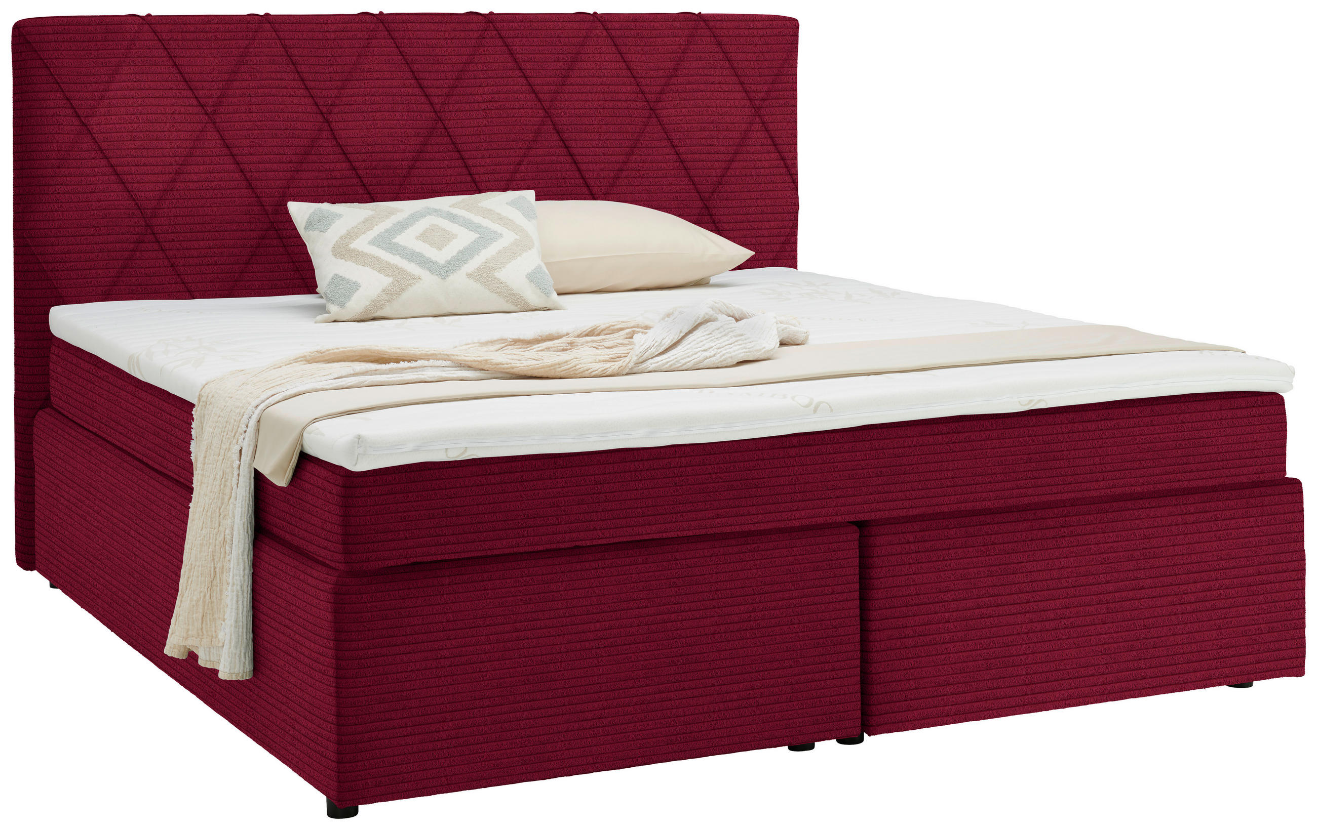 BOXSPRINGBETT 180/200 cm  in Rot  - Rot/Schwarz, Design, Kunststoff/Textil (180/200cm) - Xora