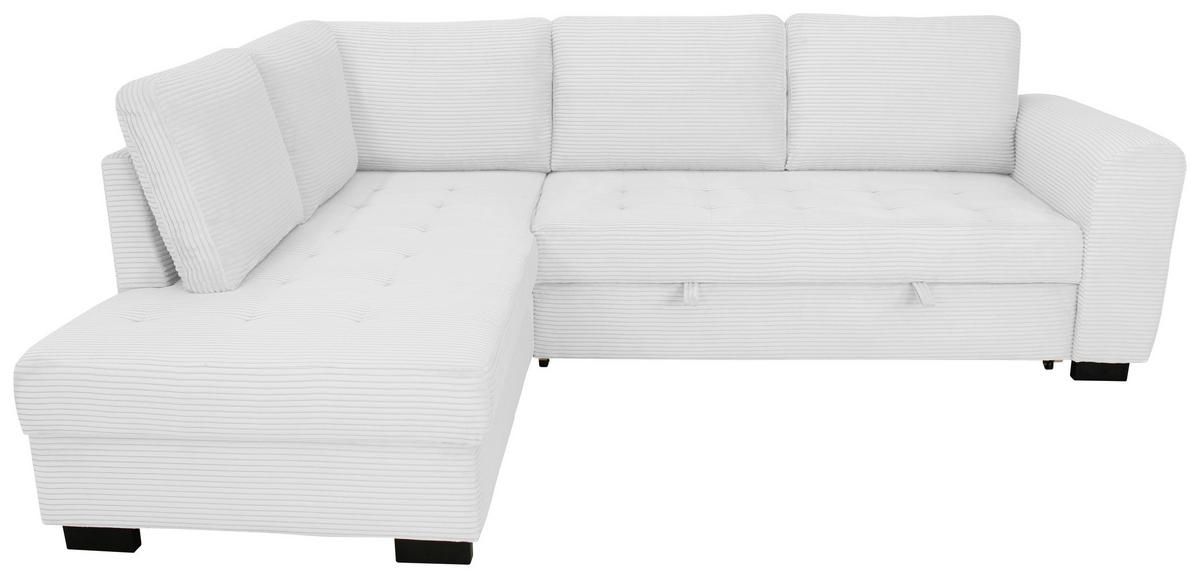 ECKSOFA JOHN Silberfarben Cord Rückenkissen, Bettkasten, Liegefläche im Originalstoff  - Silberfarben/Schwarz, Trend, Kunststoff/Textil (178/239cm) - P & B