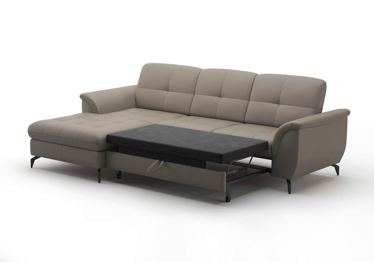 ECKSOFA ZORA E Grau Kombination Echtleder/Stoff Vliesstoff  - Schwarz/Grau, MODERN, Leder/Textil (164/262cm) - Sit & More