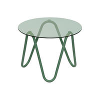 BEISTELLTISCH 50/50/35 cm Ventana Grün rund  - Grün, Basics, Glas/Metall (50/50/35cm) - Leitmotiv