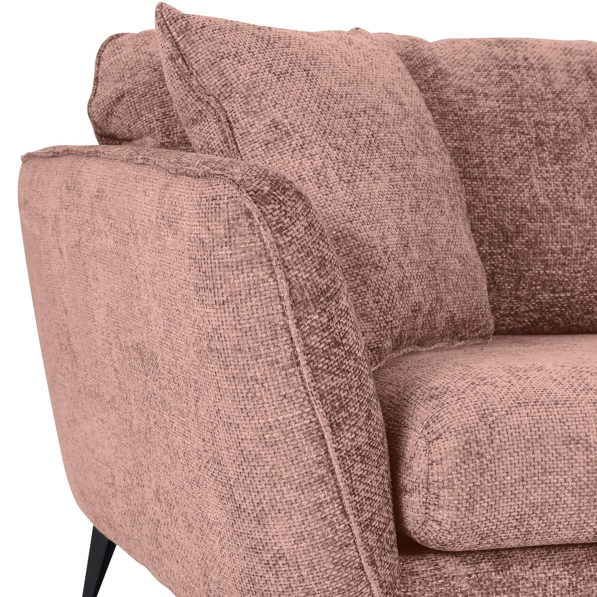 BIGSOFA in Chenille Altrosa  - Schwarz/Altrosa, Konventionell, Textil/Metall (215/70/98cm) - Carryhome