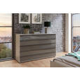 KOMMODE , 141/86/43 cm, 5 Schublade(n)  - Schieferfarben/Schwarz, Design, Glas/Holzwerkstoff (141/86/43cm) - Dieter Knoll