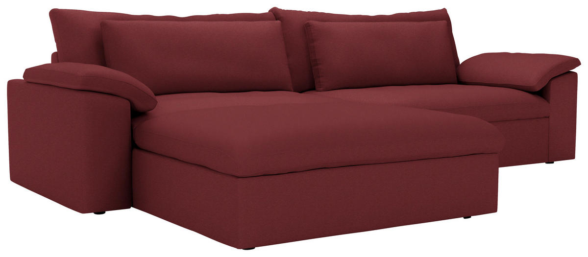 ECKSOFA  Chenille Bordeaux  - Bordeaux/Schwarz, Modern, Kunststoff/Textil (198/306cm) - Carryhome