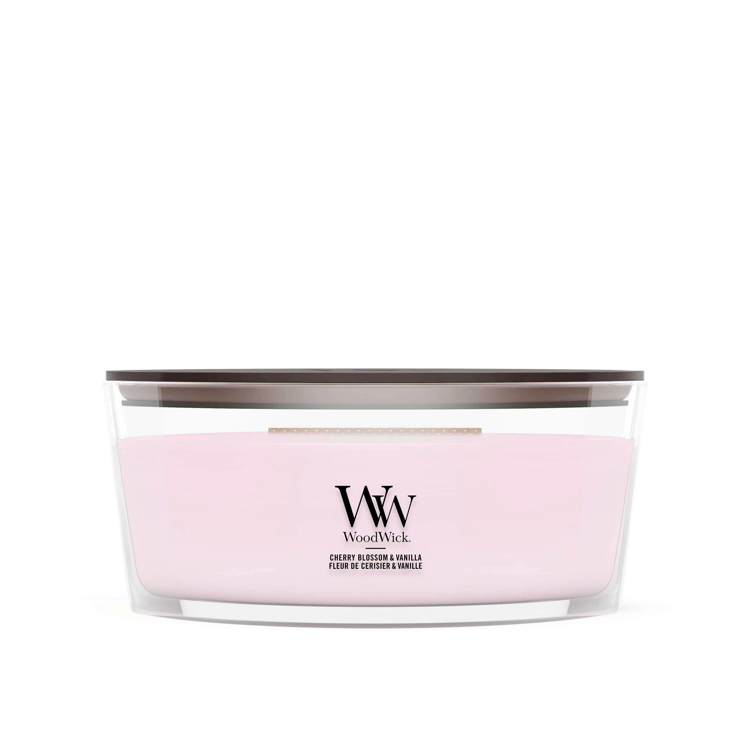 MIRISNA SVEĆA  boja sleza  - boja sleza, Osnovno, staklo/drvo (12/9/19cm) - WoodWick