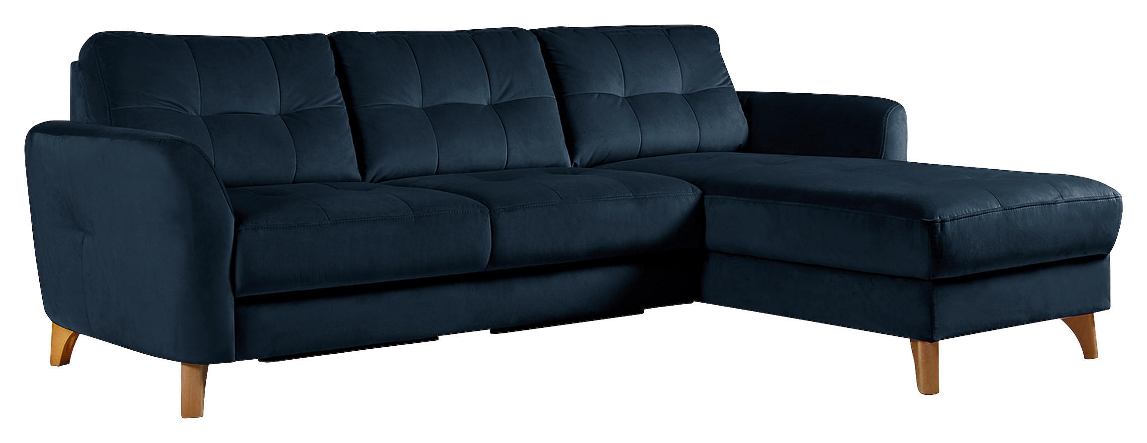 ECKSOFA Dunkelblau Samt  - Buchefarben/Dunkelblau, Design, Holz/Textil (238/168cm) - Livetastic