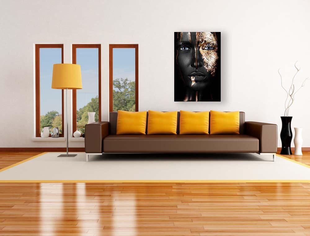 BILD 90/135 cm  - Goldfarben/Schwarz, Design, Kunststoff (90/135cm)