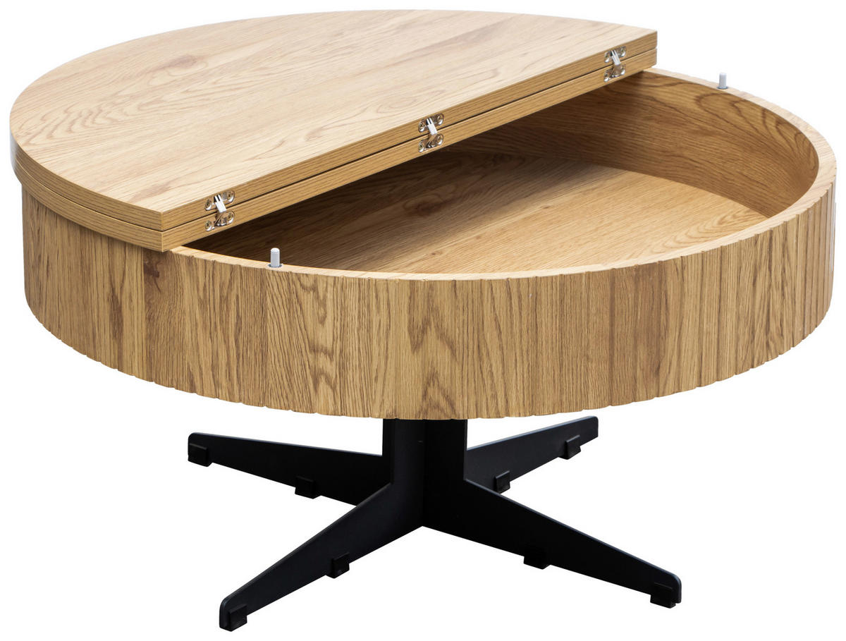 DOHÁNYZÓASZTAL fém, faalapú anyag   - tölgyfa színű/fekete, Basics, faalapú anyag/fém (80/42/80cm) - Carryhome