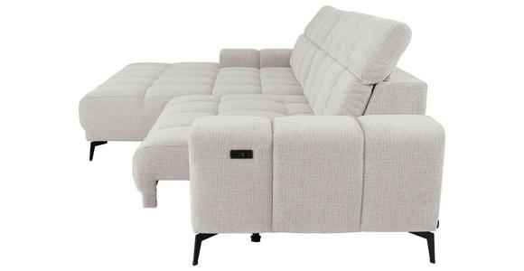 ECKSOFA inkl.Funktionen Hellgrau Chenille  - Hellgrau/Schwarz, MODERN, Textil/Metall (195/300cm) - Xora